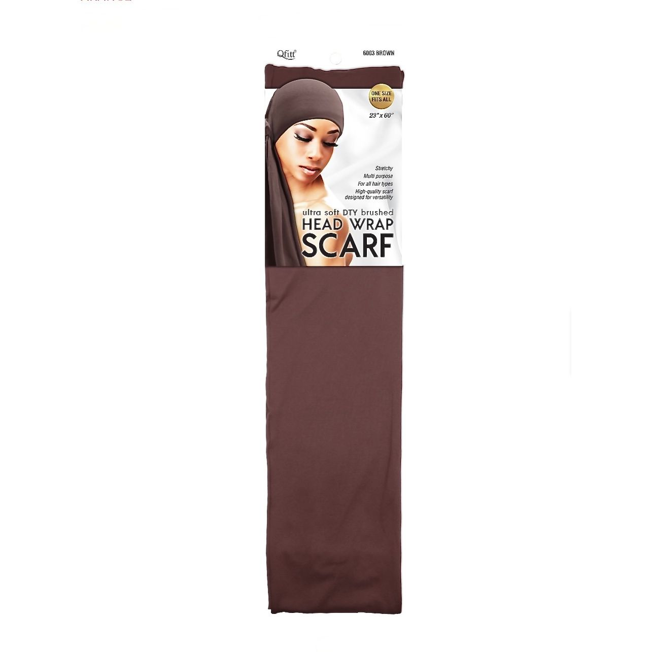 Qfitt ULTRA SOFT DTY BRUSHED HEAD WRAP SCARF- BROWN