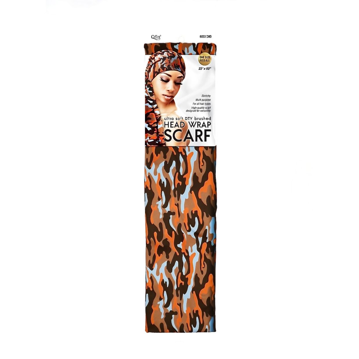 Qfitt ULTRA SOFT DTY BRUSHED HEAD WRAP SCARF-CMO ORANGE