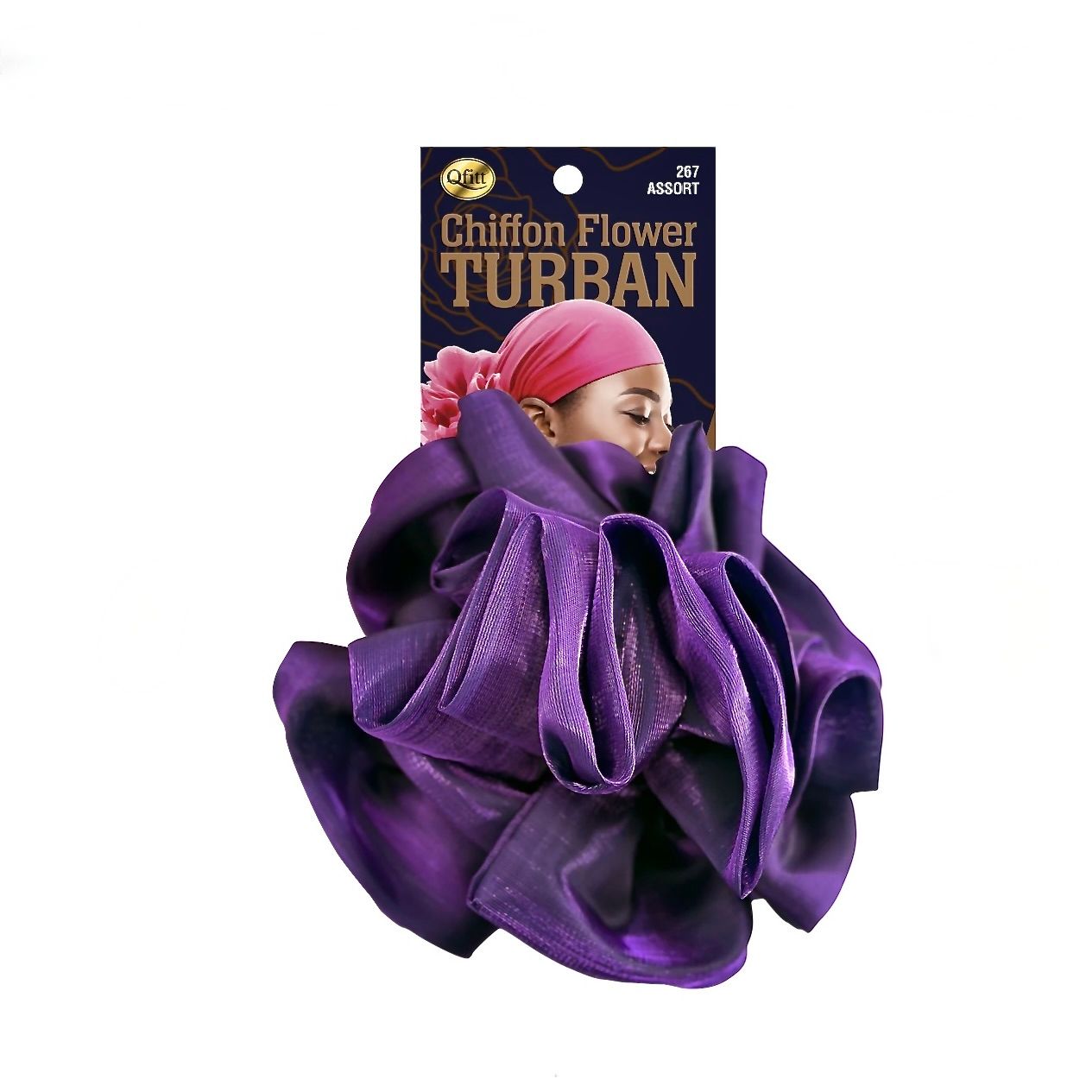 Qfitt CHIFFON FLOWER TURBAN- PURPLE