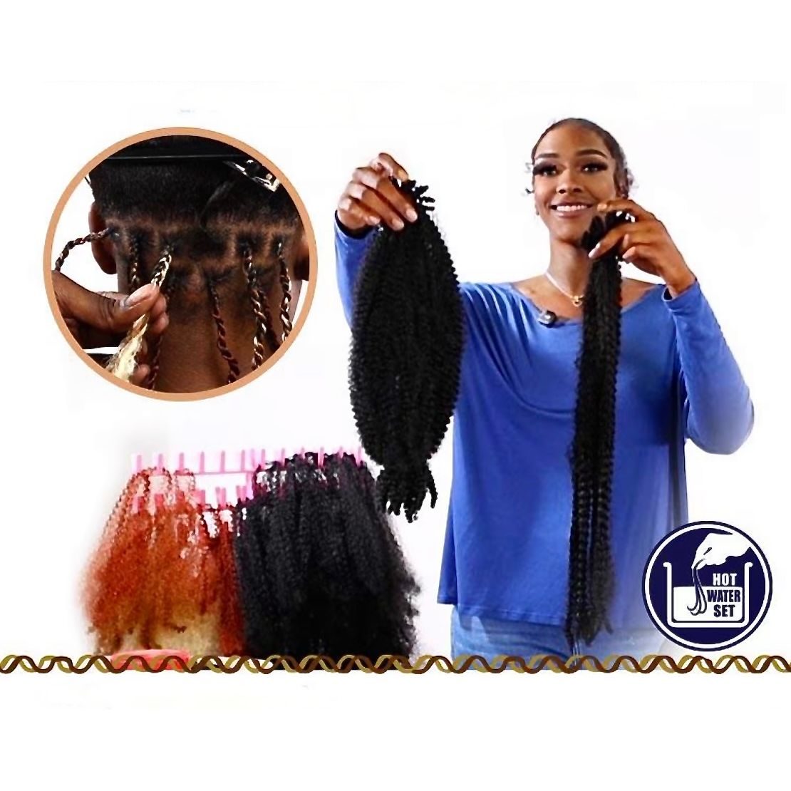 REALISTIC 3X GHANA AFRO TWIST BULK 16" -CC30/350/613