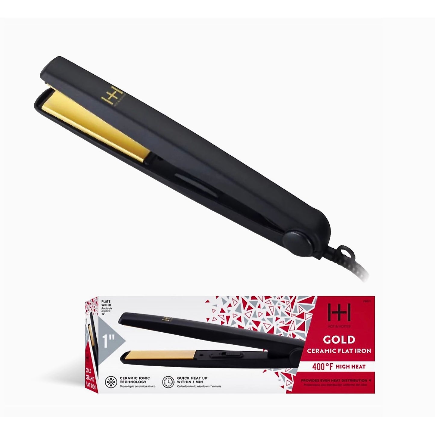 Hot & Hotter Gold Ceramic Electric Flat Iron 1 Inch