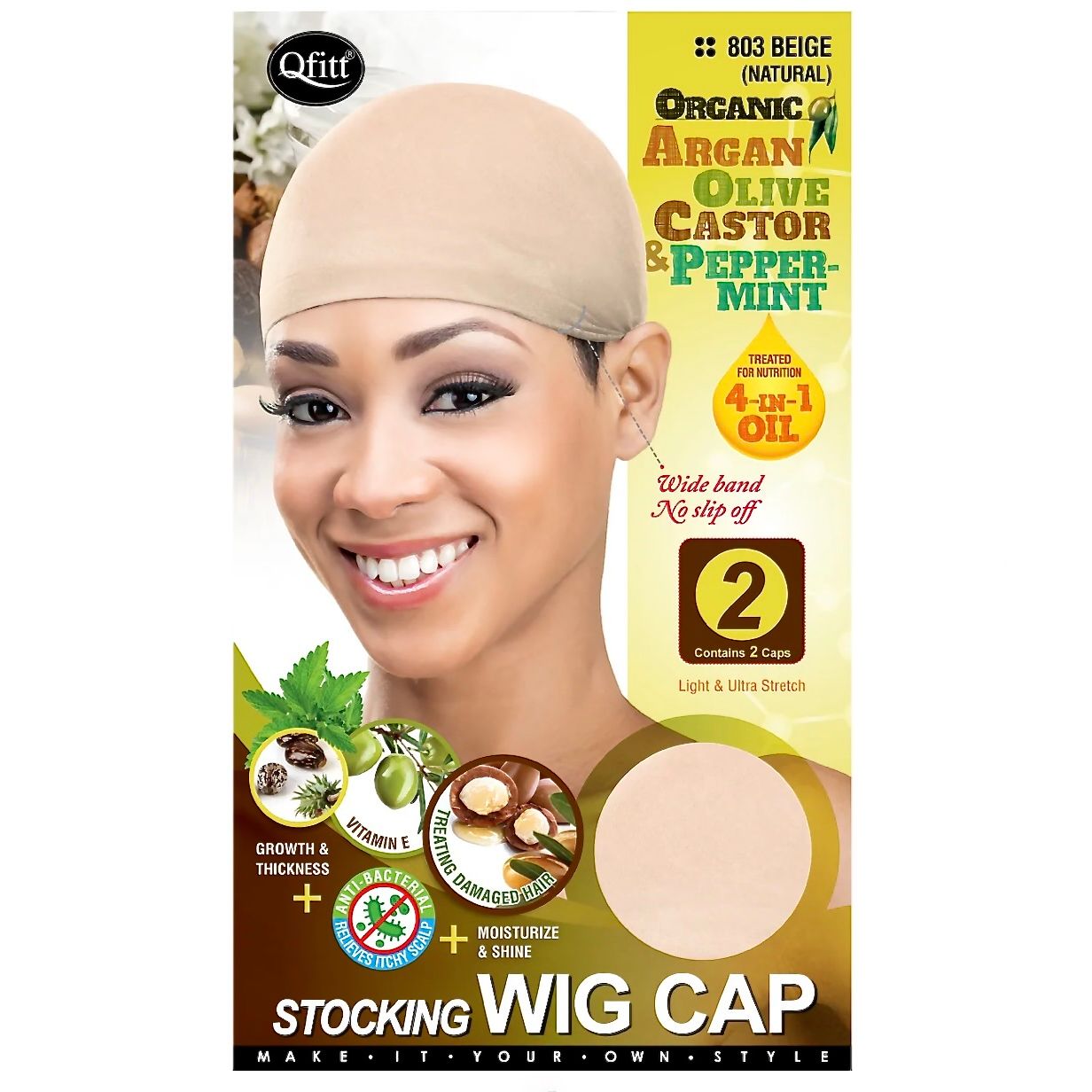 Qfitt ORGANIC STOCKING WIG CAP - 2 CAPS-Beige