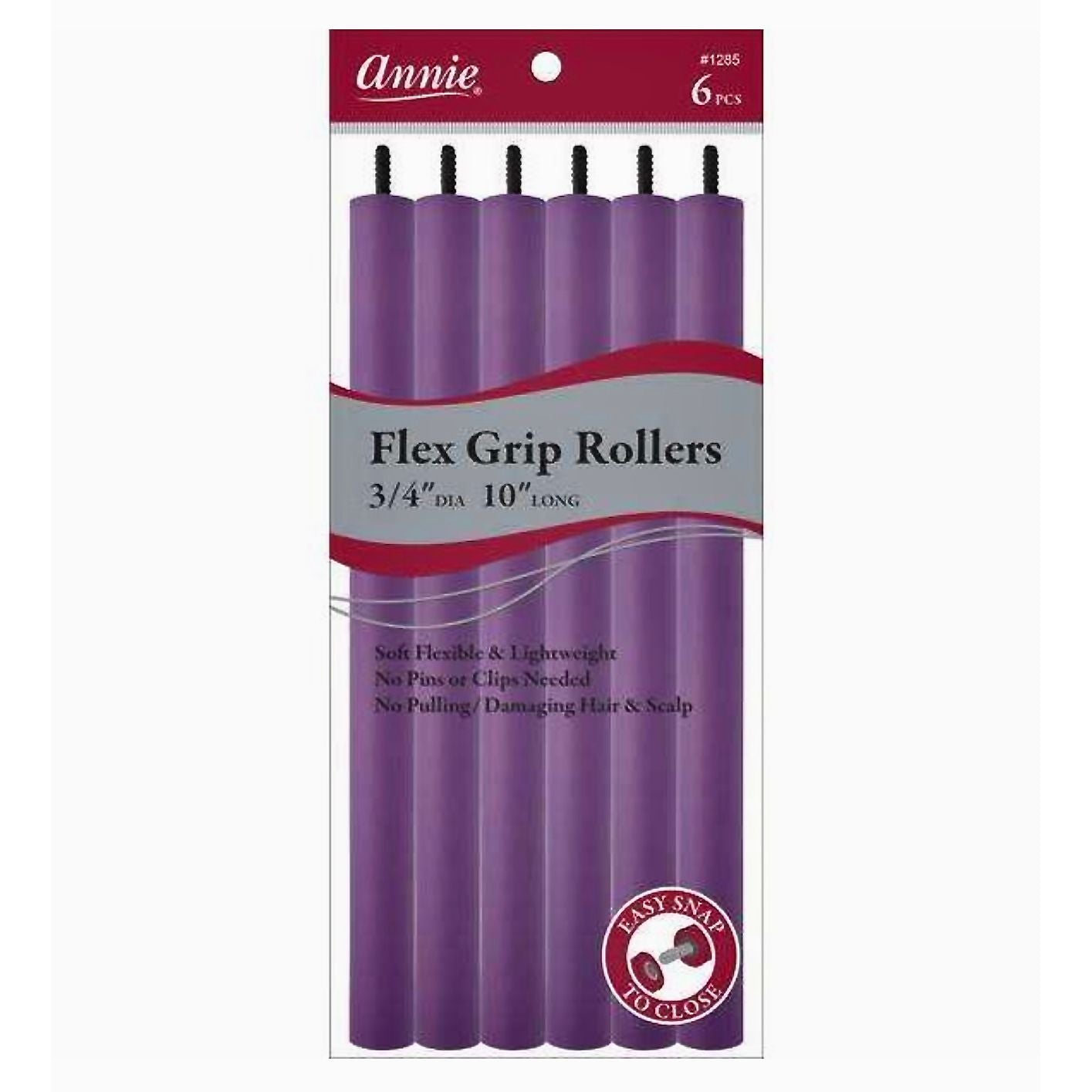 Annie Flex Grip Rollers 3/4in Dia 10in Long 6Ct Purple