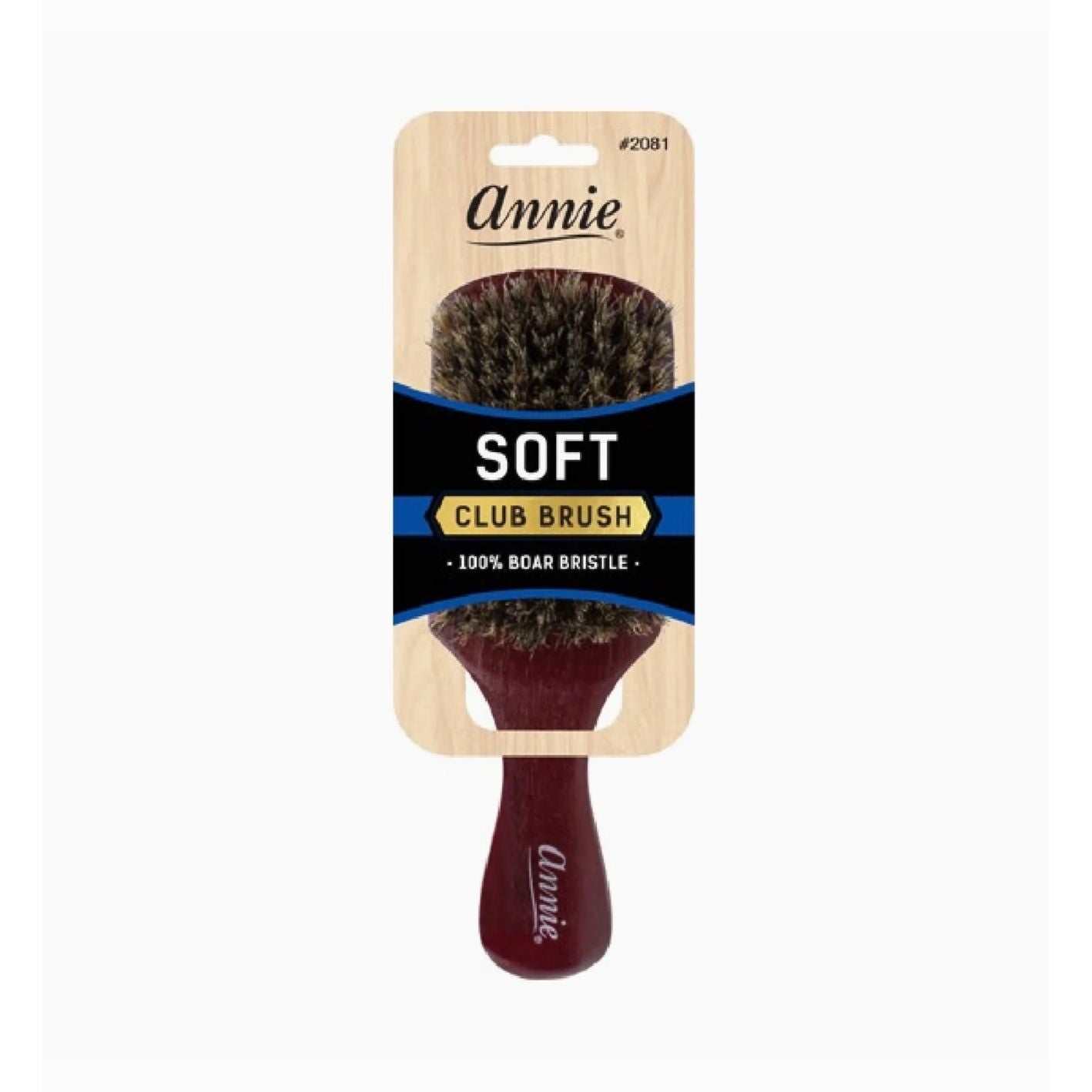 Annie Soft Club Brush 100% Pure Boar Bristles Dark Brown