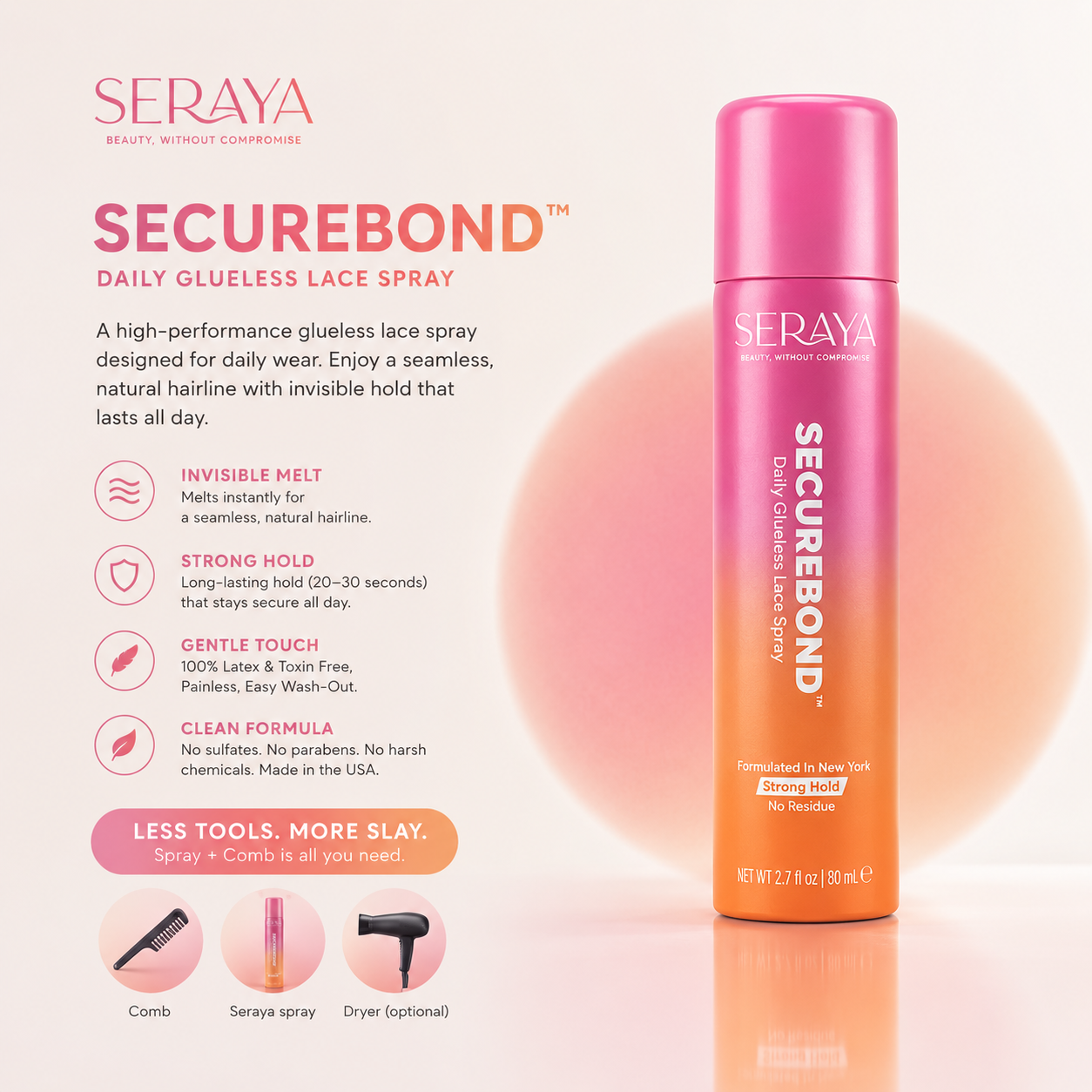 SERAYA SECUREBOND Daily Glueless Lace Spray-2.7 fl oz