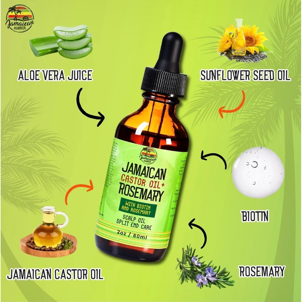 Jamaican Amber Jamaican Castor Oil & Rosemary Hair Oil 2 oz/60 ml