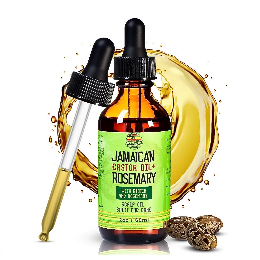 Jamaican Amber Jamaican Castor Oil & Rosemary Hair Oil 2 oz/60 ml