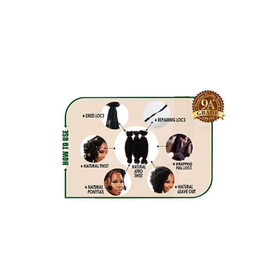 SOPRANO VIRGIN 9A REMI 3X NATURAL AFRO TWIST BULK 16" -NATURAL BLACK