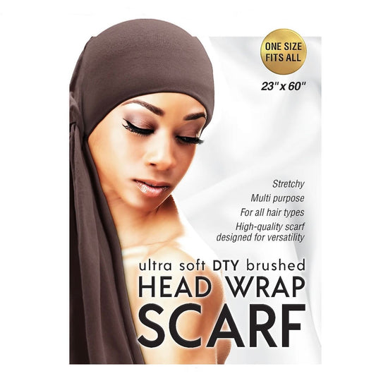 Qfitt ULTRA SOFT DTY BRUSHED HEAD WRAP SCARF- BROWN