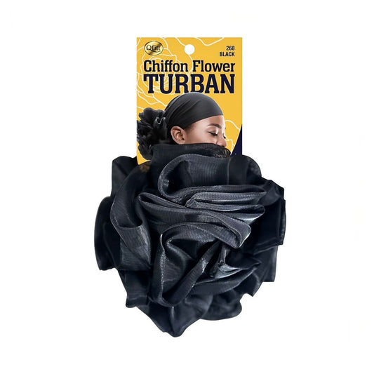Qfitt CHIFFON FLOWER TURBAN - BLACK