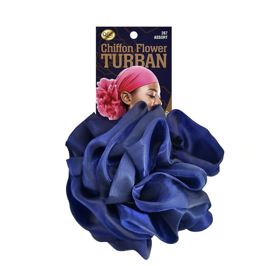 Qfitt CHIFFON FLOWER TURBAN- NAVY