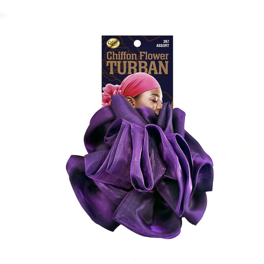 Qfitt CHIFFON FLOWER TURBAN- PURPLE
