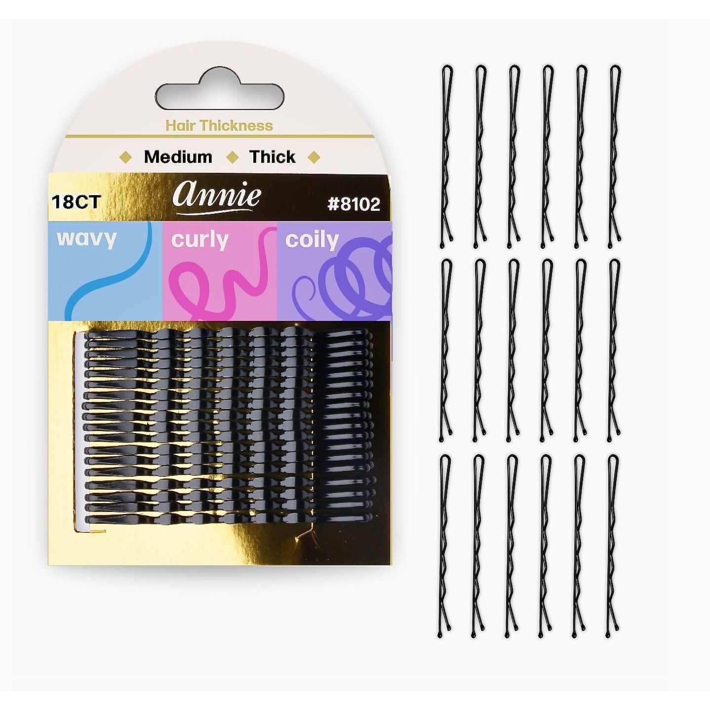 Annie 6.4cm Firm Hold Bobby Pin 18ct Black