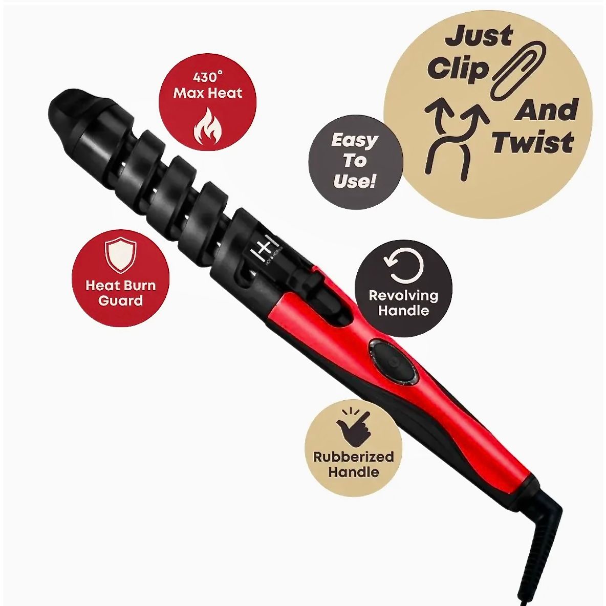 Hot & Hotter Ceramic Spiral Curling Iron 3/4 Inch