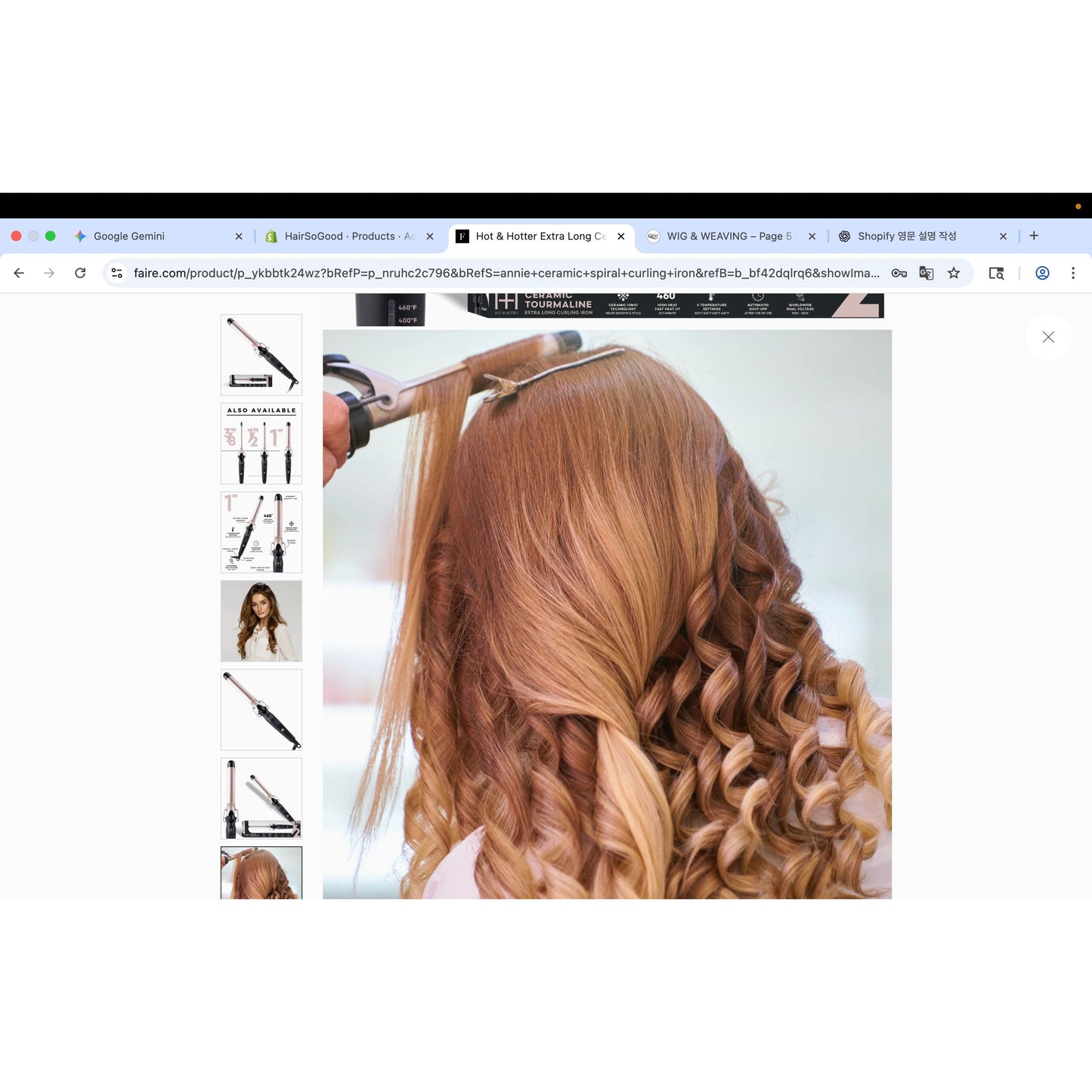 Hot & Hotter Extra Long Ceramic Tourmaline Curling Iron 1 inch