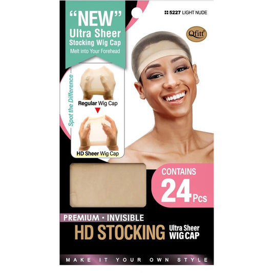 Qfitt BULK[24 PIECES] HD STOCKING ULTRA SHEER WIG CAP-LIGHT NUDE