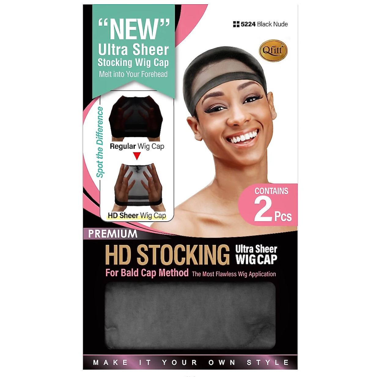 Qfitt HD STOCKING ULTRA SHEER WIG CAP-Black Nude