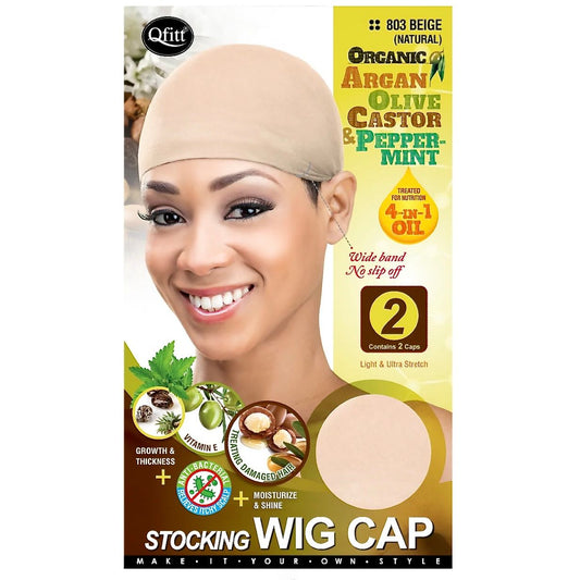 Qfitt ORGANIC STOCKING WIG CAP - 2 CAPS-Beige