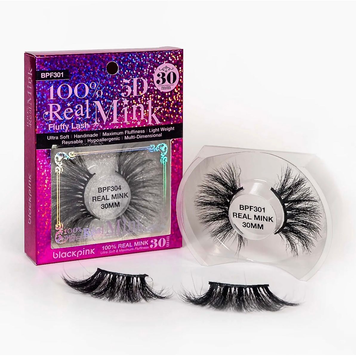 blackpink 100% 5D Real Mink Fluffy Lash - 25mm BPF203