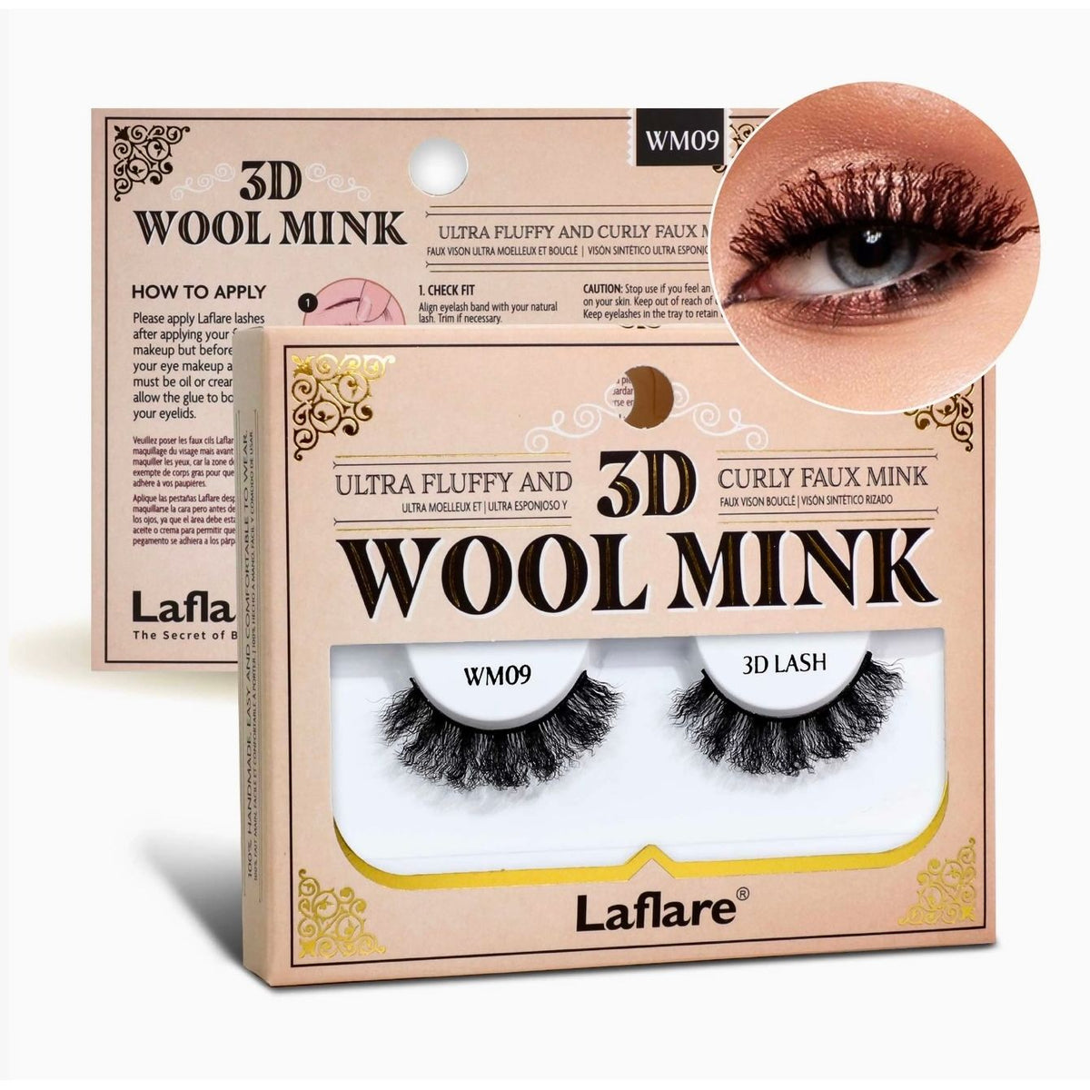 Laflare Wool Curl Faux Mink 3D Eyelashes-WM09