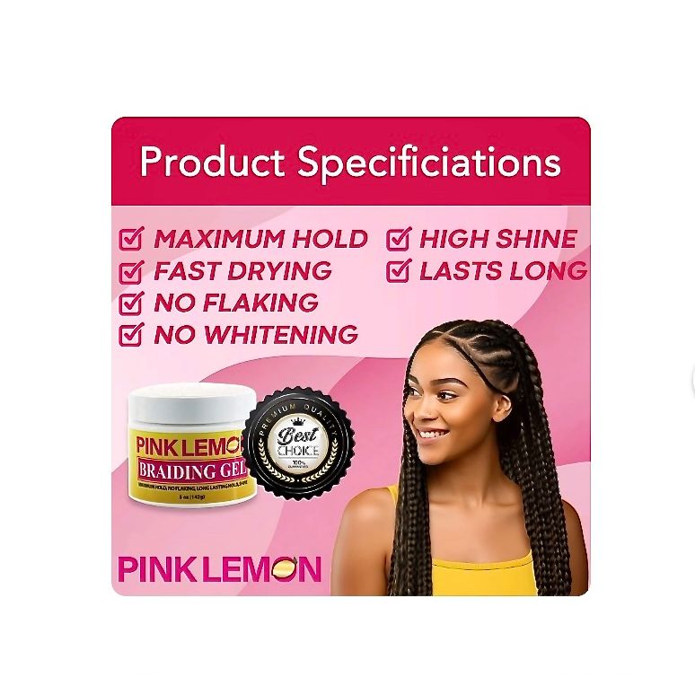 Pink Lemon Braiding Gel 10 Oz