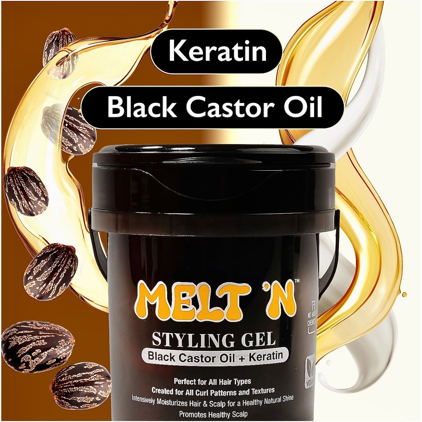 EBIN Melt'n Styling Gel - Black Castor Oil + Keratin 16 fl.oz