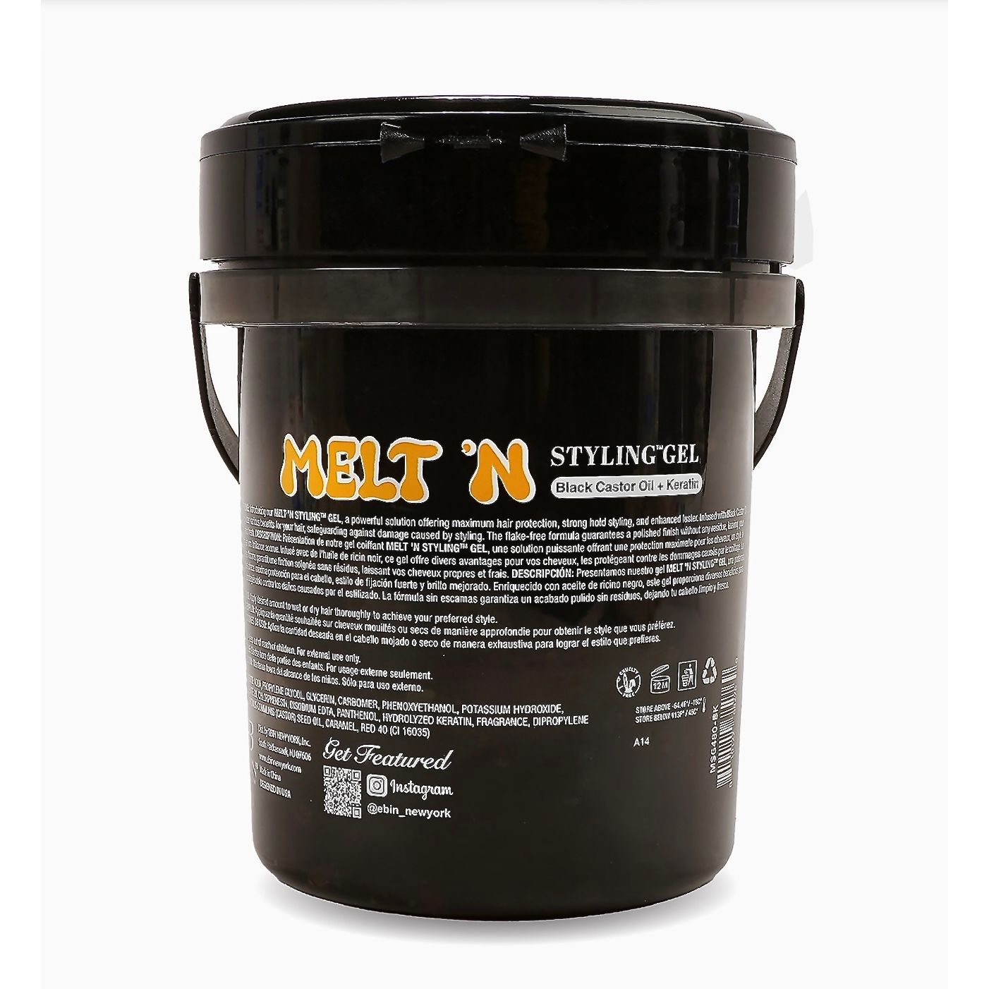 EBIN Melt'n Styling Gel - Black Castor Oil + Keratin 16 fl.oz