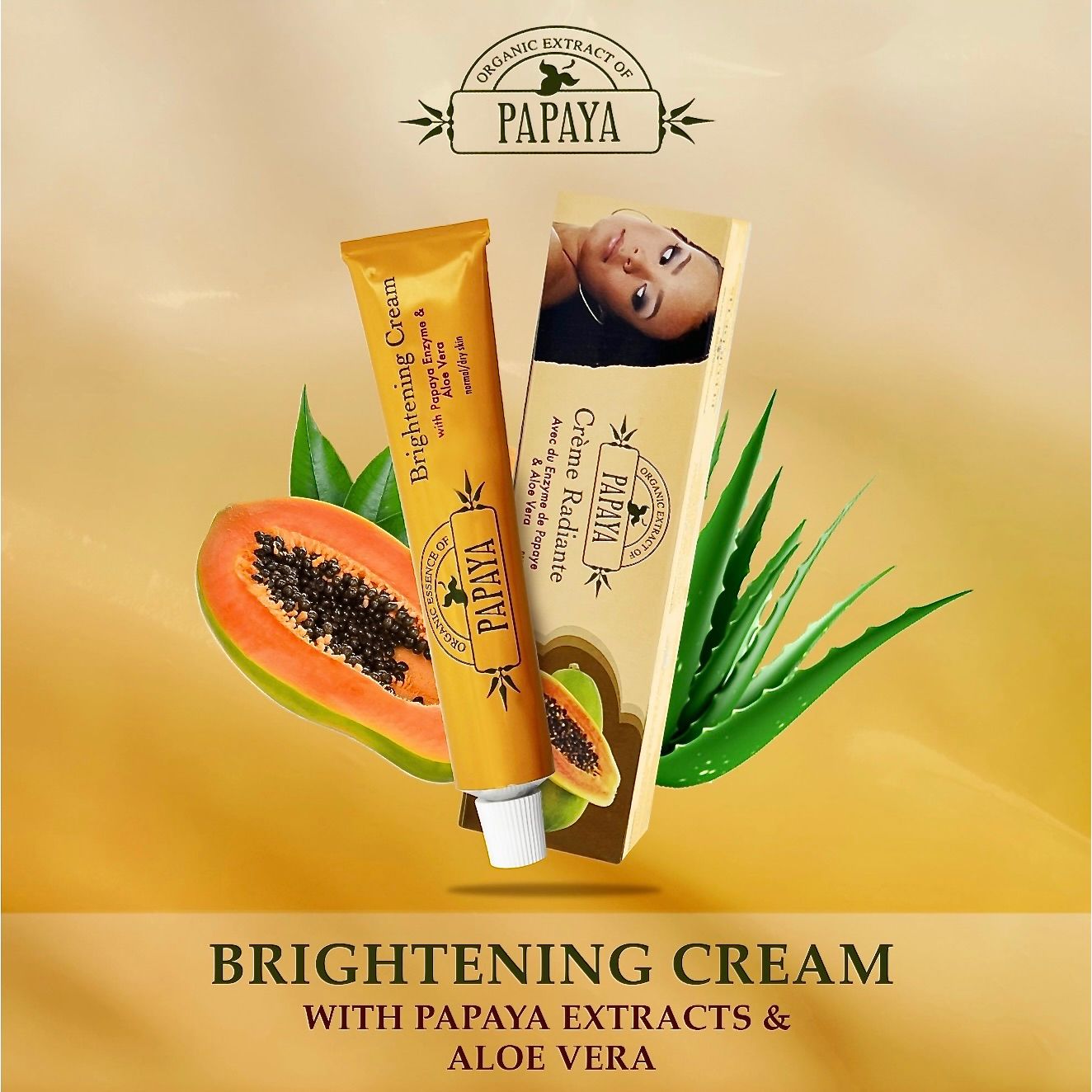 Organic Extract of Papaya Brightening Cream Tube - 50g / 1.76 OZ