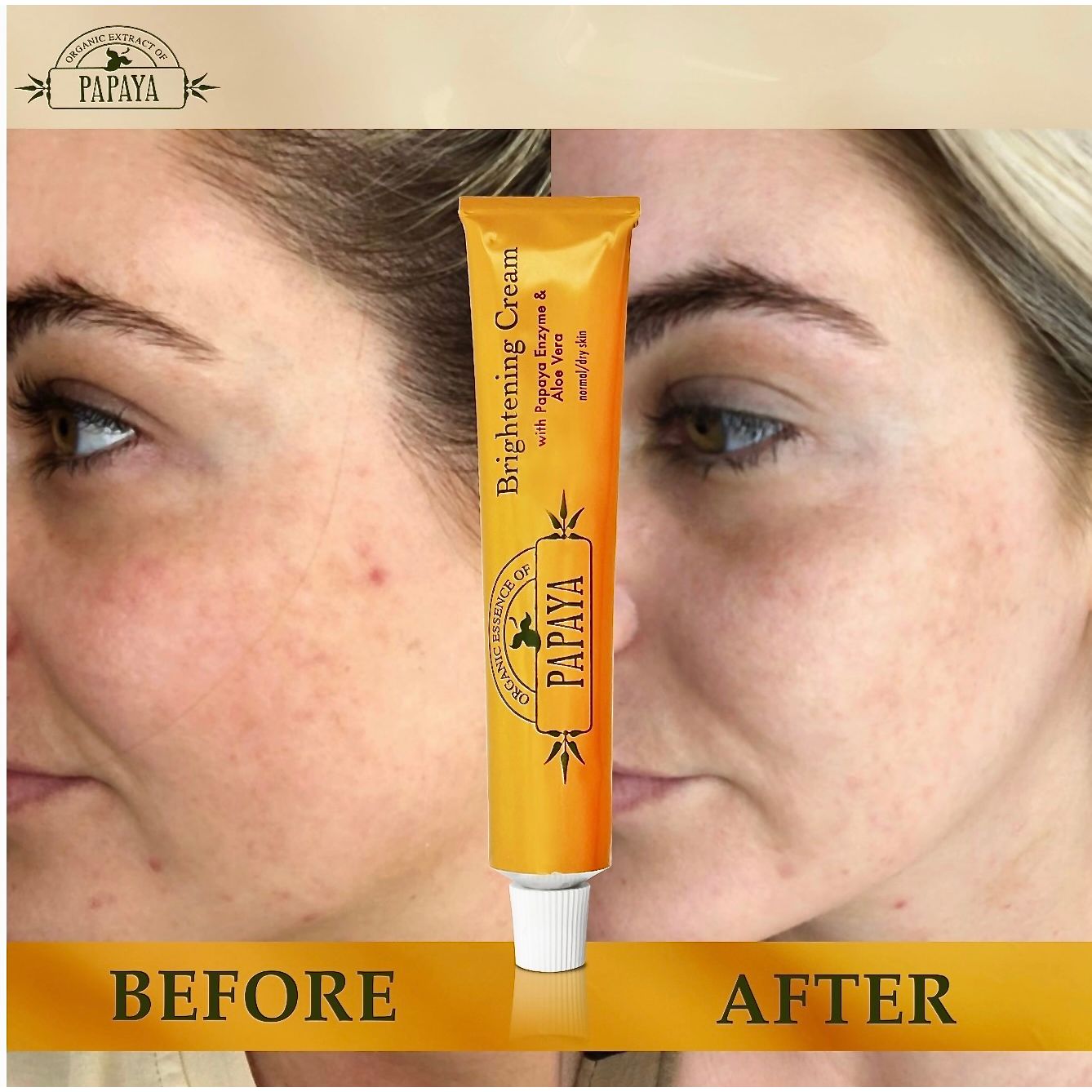 Organic Extract of Papaya Brightening Cream Tube - 50g / 1.76 OZ