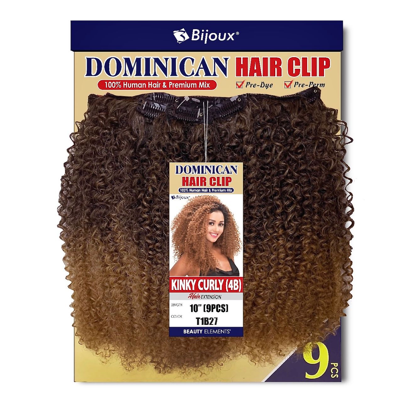 HAIR CLIP KINKY CURLY (4B) 10″(9PCS) #T1B/BUG