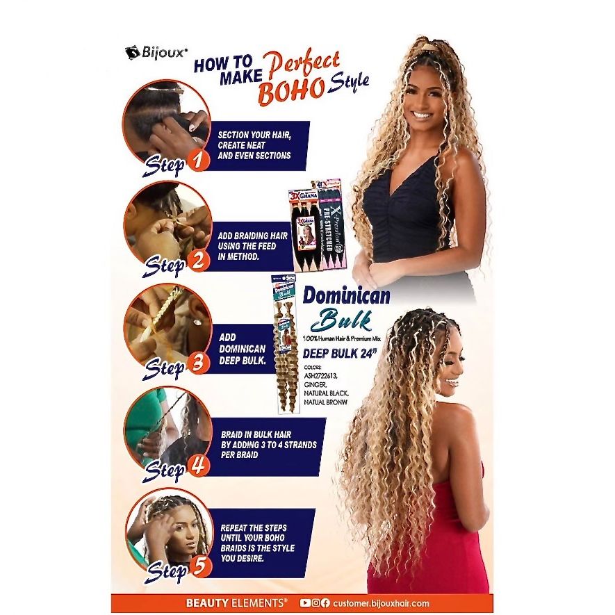 BIJOUX  DOMINICAN DEEP BULK 24"- Natural Black