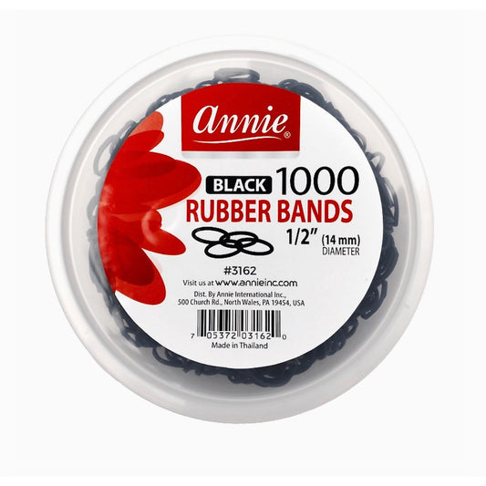 Annie Rubber Bands 1000Ct Black 1/2"