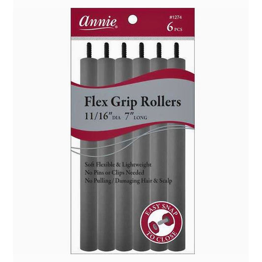 Annie Flex Grip Rollers 11/16" 7" Long 6Ct Gray