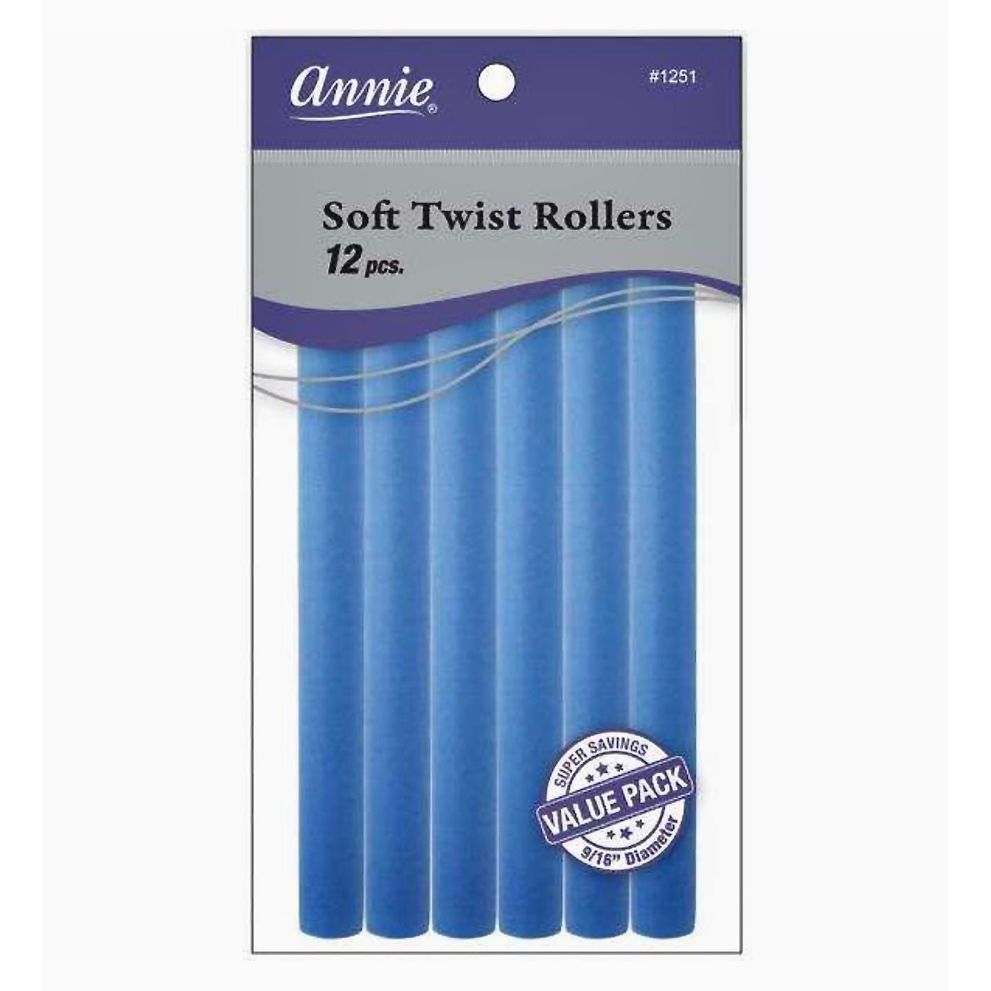 Annie Soft Twist Rollers 9/16" Blue Value Pack