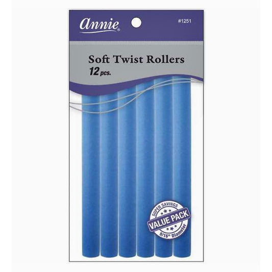 Annie Soft Twist Rollers 9/16" Blue Value Pack