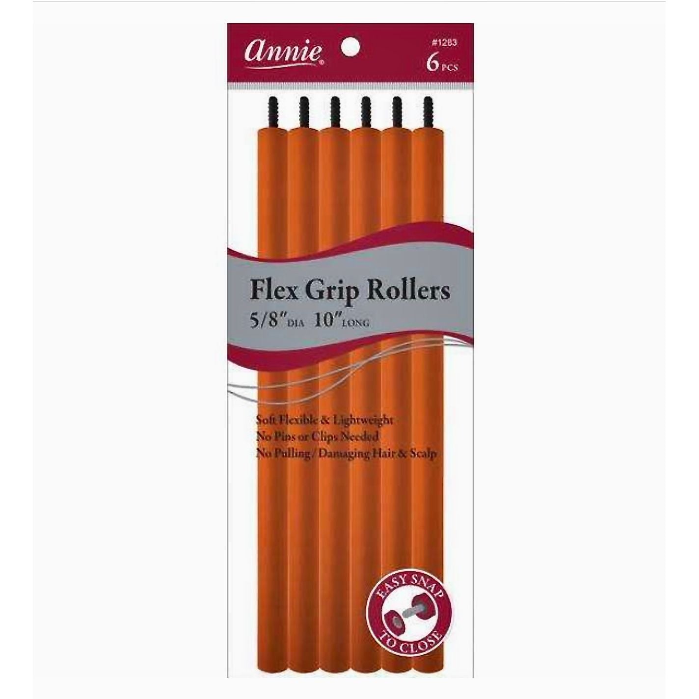 Annie Flex Grip Rollers 5/8in Dia 10in Long 6Ct Orange