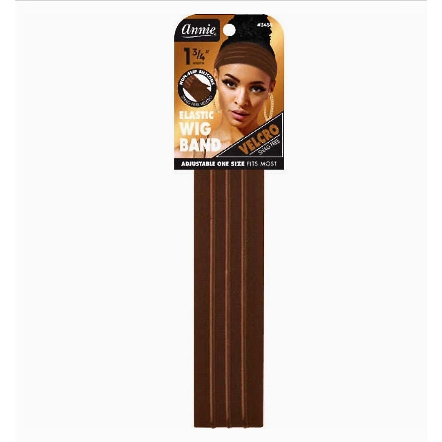 Annie Velcro Wig Band 4.5cm Silicone Grip Brown