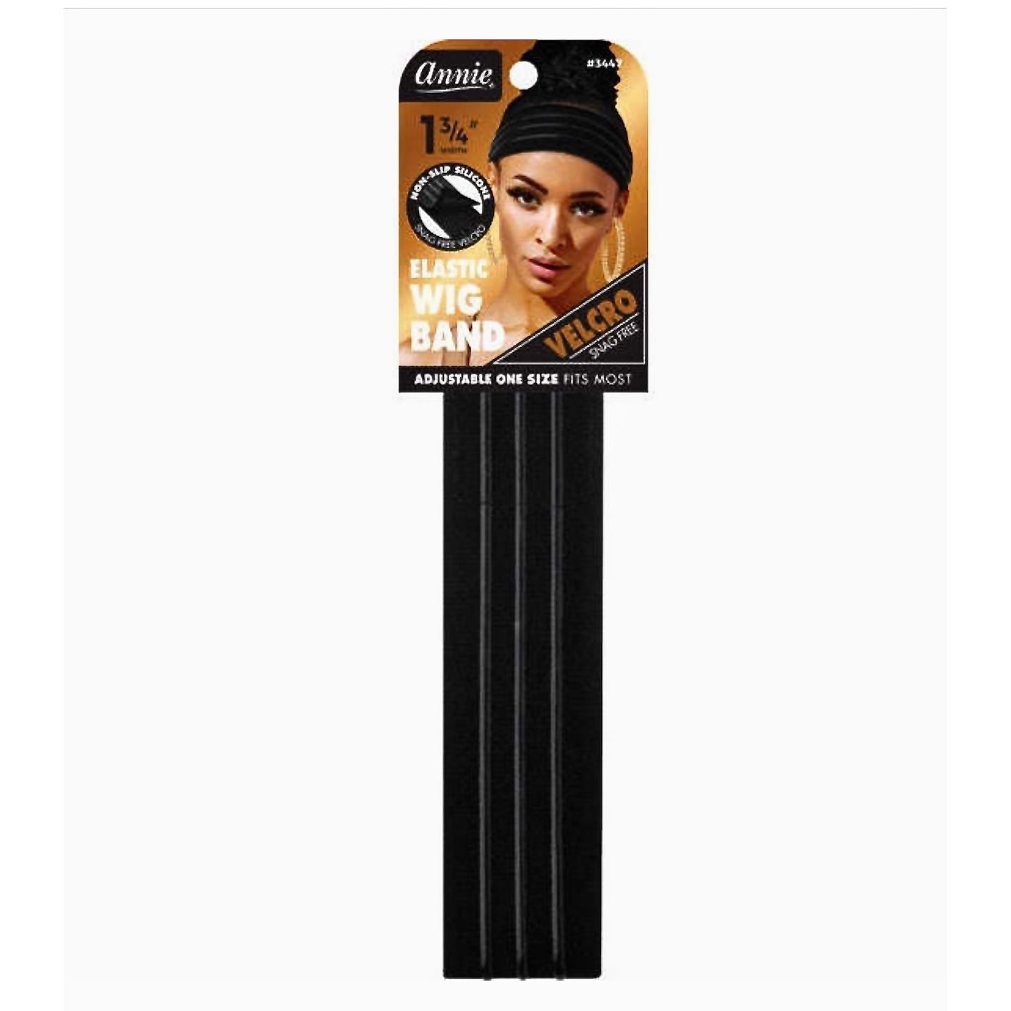Annie Velcro Wig Band 4.5cm Silicone Grip Black