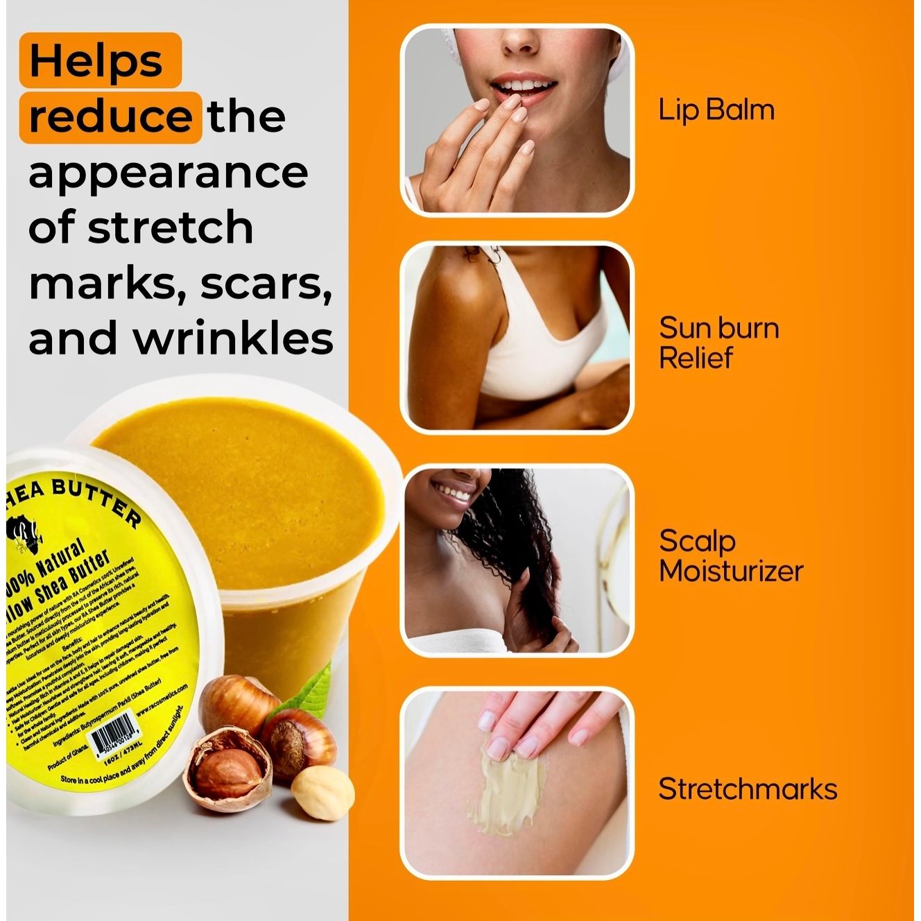 100% African Shea Butter Yellow 16 oz |