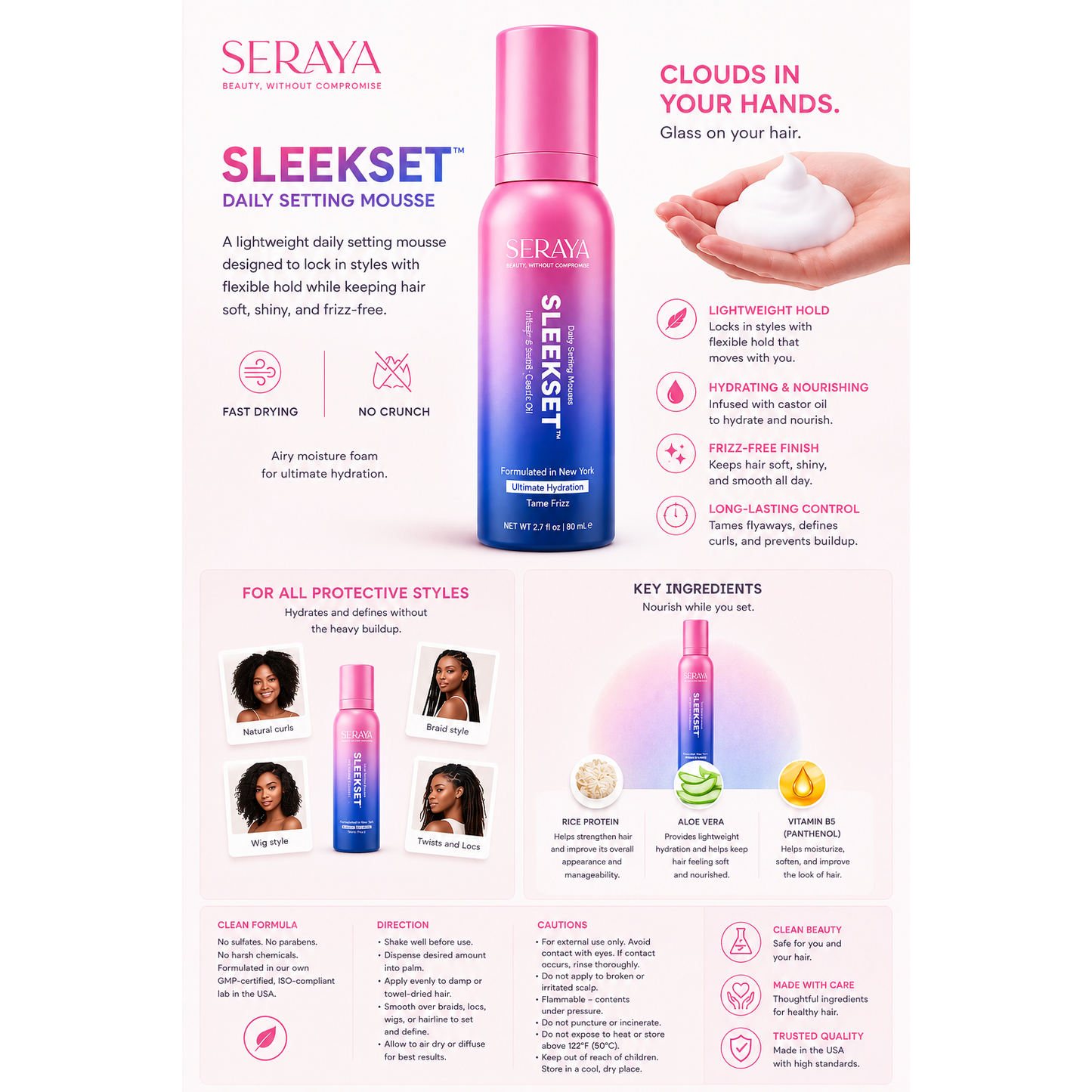 SERAYA SLEEKSET™ Daily Setting Mousse-2.7 fl oz