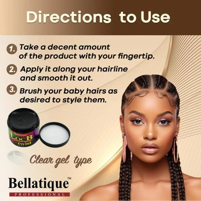 Bellatique Loc B Retwist Loc, Braid, Twist & Edge Gel Maximum Hold - 4oz