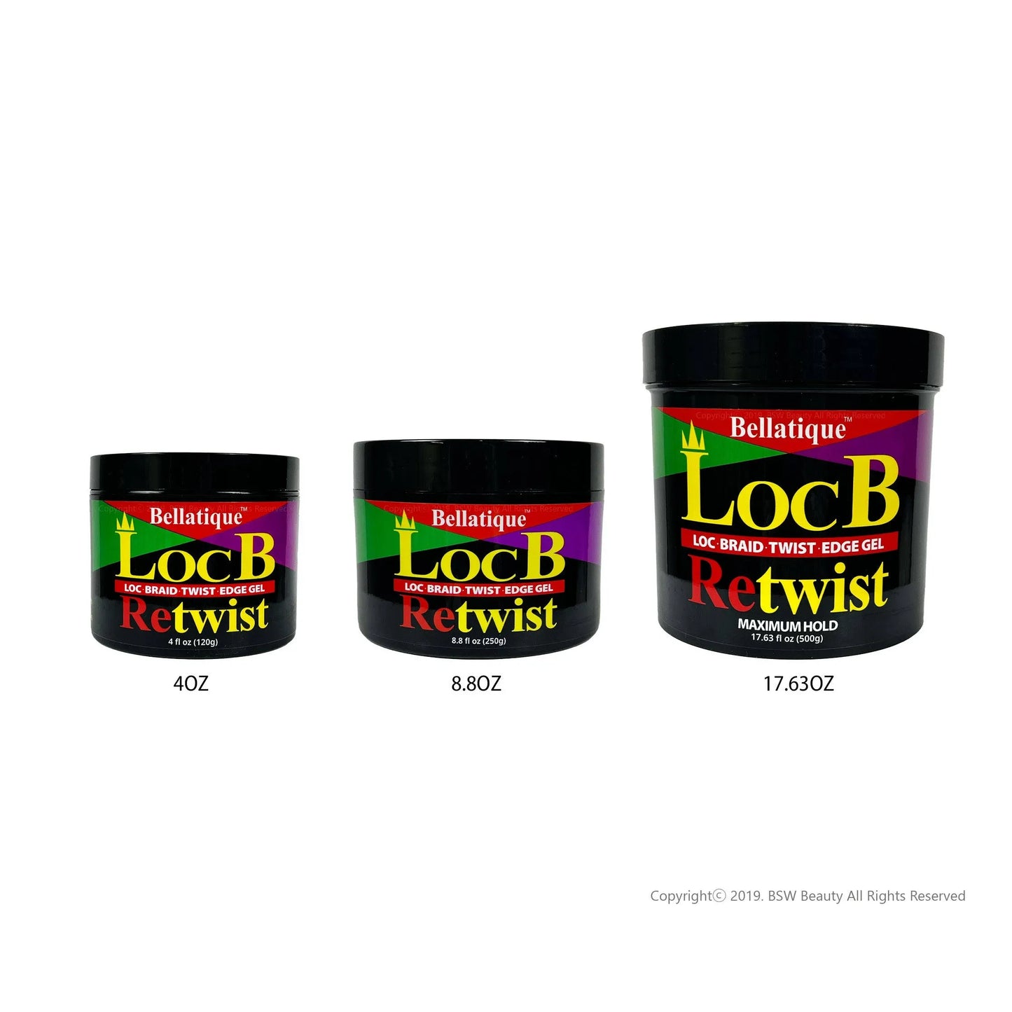 Bellatique Loc B Retwist Loc, Braid, Twist & Edge Gel Maximum Hold - 4oz