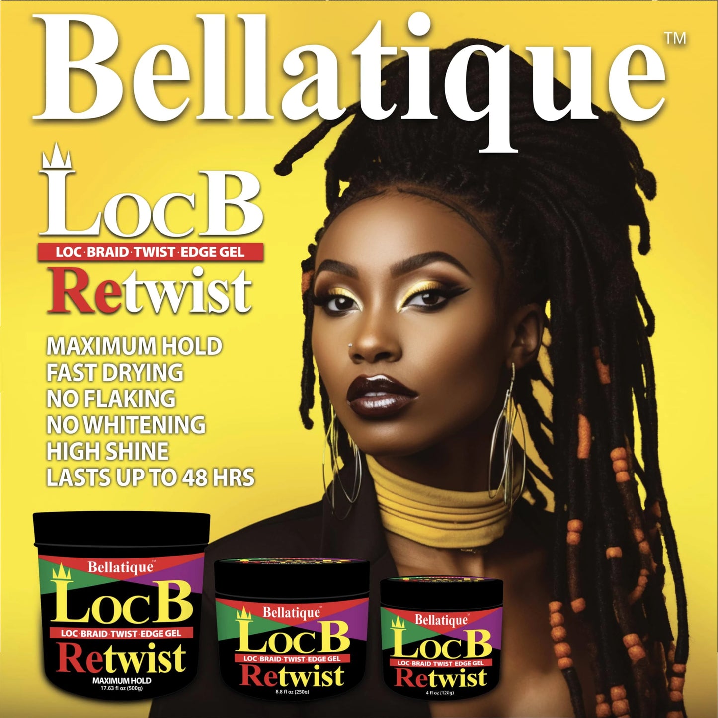 Bellatique Loc B Retwist Loc, Braid, Twist & Edge Gel Maximum Hold - 4oz