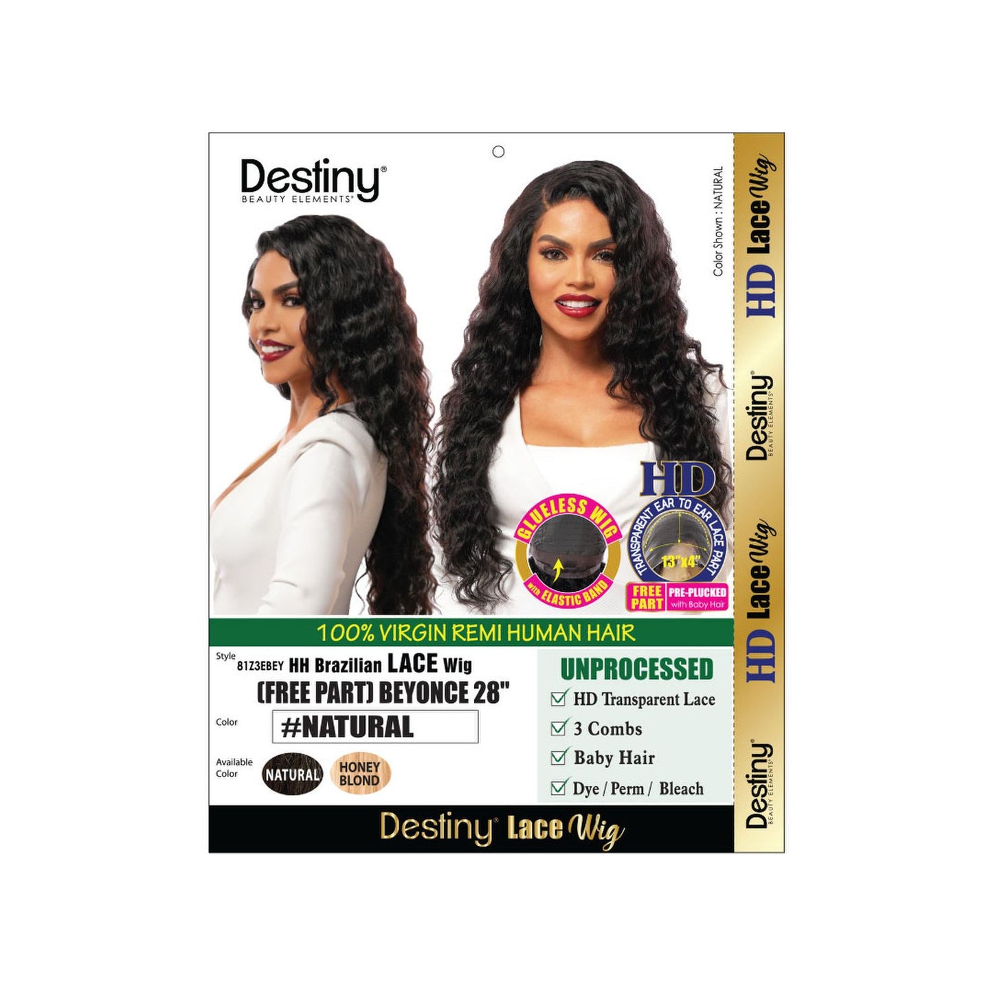 HH Brazilian LACE Wig (FREE PART 13X4HD LACE) BEYONCE 28" #NATURAL