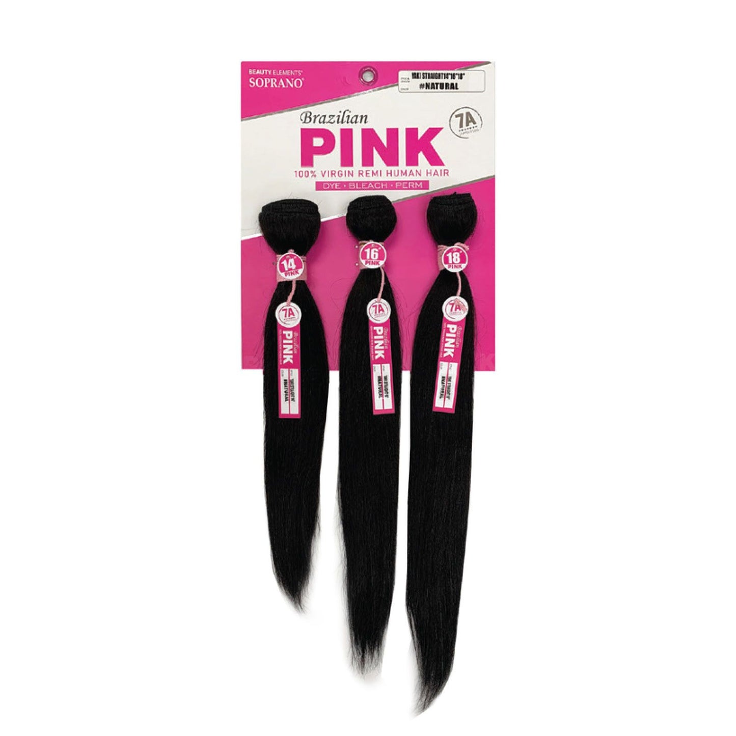SOPRANO HH BRAZILIAN PINK "YAKI STRAIGHT 14"/16"/18"(3PCS) -NATURAL